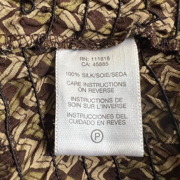 Michael Kors Green Printed Overlap Silk Top, XS - Picture 4 of 6